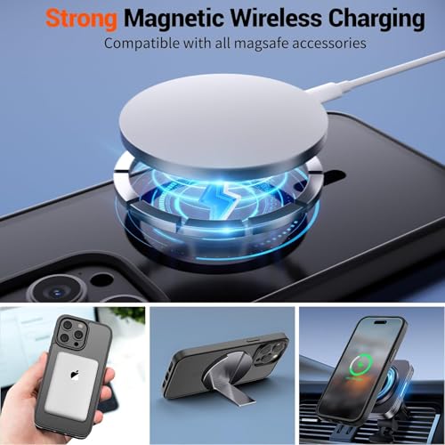 Image of iPhone 15 pro Magsafe Hard Back Case | Matte Design & 360 Protection | Military-Grade Apple iPhone 15 pro Cover | Strong Magnet Back - Black