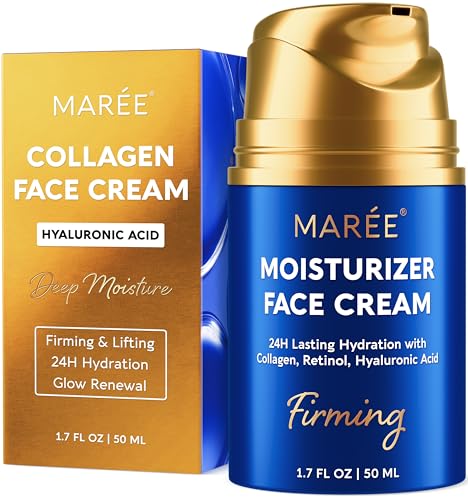 MAREE Face Moisturizer – 24H Hydration Face Cream for Women with Collagen, Retinol & Hyaluronic Acid – Day & Night Anti-Aging Facial Wrinkle DD Cream – Moisturizer for Dry Skin – Crema Para la Cara