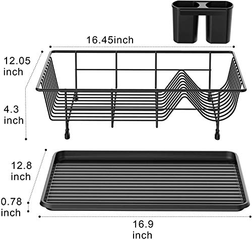Gslife Dish Drying Rack, Small Dish Rack With Tray Compact Dish Drainer For Kitchen Counter Cabinet, Black #TOP2