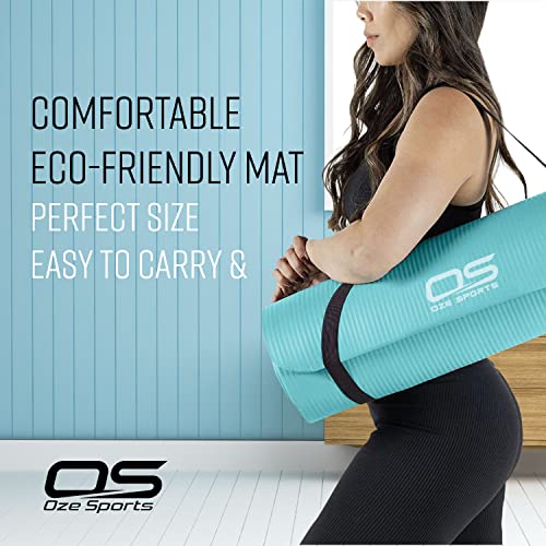 Yoga Mat Exercise NBR Fitness foam mat Extra Thick Non-Slip Large Padded High Density ideal for HiiT Pilates gymnastics mats Fitness & Workout with Free Carry Strap - Image 6