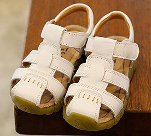 Boys' Closed-toe Strap Sandals Stylish Summer Beach Shoes Hollow Leisure Fisherman Sandals white 6M2