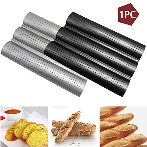 Romyou Baguette Pan For Baking, 15" X 10" Nonstick Perforated French Bread Pan, 3 Wave Loaves, Carbon Steel Baking Bread Pans-Italian Bread Baking Supplies / Silver #TOP3