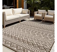 5x8 Outdoor Rug Braided Indoor Outdoor Rugs Carpet Non Slip Outdoor Patio Rug with Rubber Particles Backing, Boho Outdoor A…