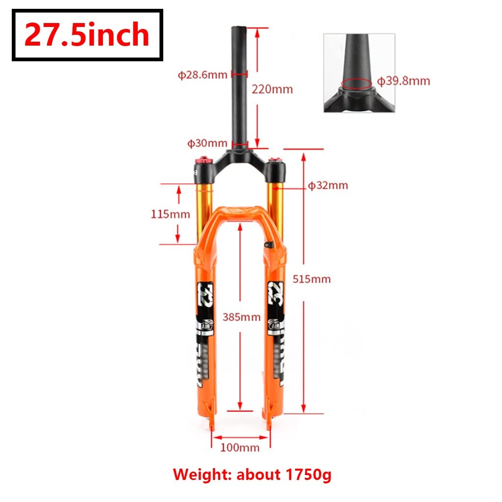 MTB widelec 27,5/29 cala rower górski zawieszenie pneumatyczne ręczna blokada XC przednie widelce rowerowe 1 1/2 stożkowa rura podróż 100 mm hamulec tarczowy QR 9 mm