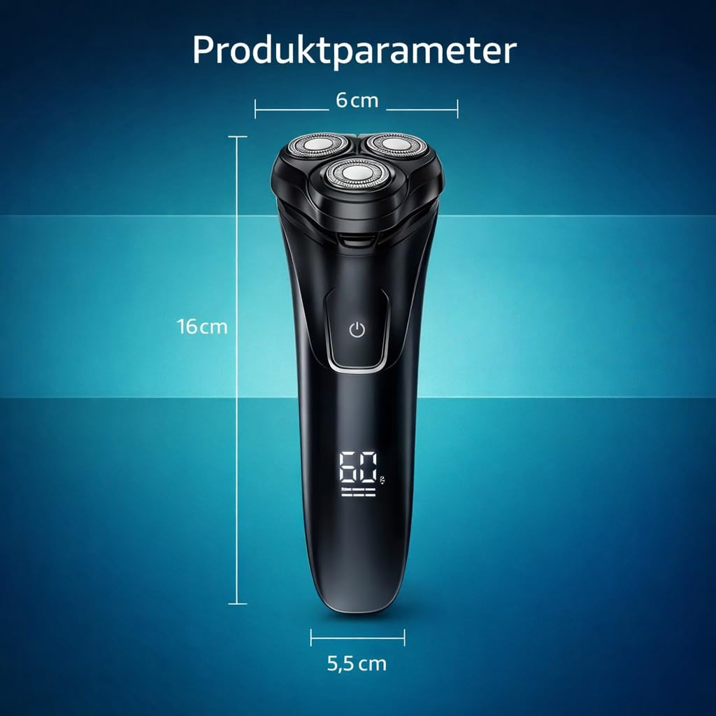 Oryzon Herrenrasierer V1 Pro, Rotationsrasierer mit effizientem Rotationsmotor & Pro-Scherkopf, für glatte Rasur im Alltag (Blau)