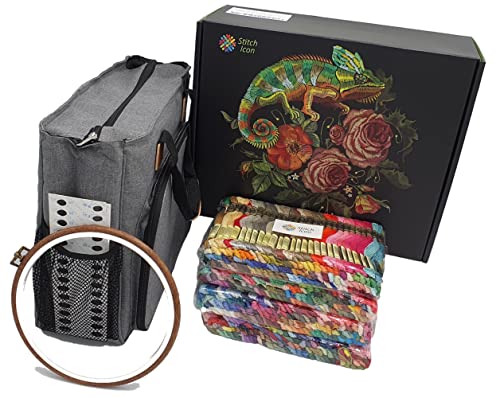 447 Colors - Premium Egyptian Cotton - Stitch Icon Cross Stitch Embroidery Thread All 447 Colors Set In Cross Stitching Project Organizer Bag #TOP7