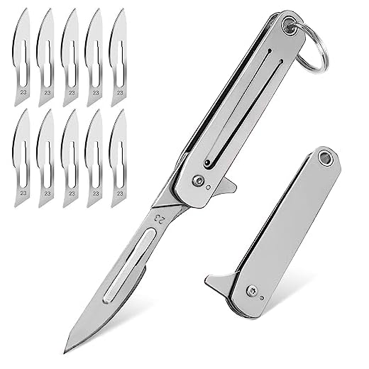 VIFUNCO Folding Scalpel Knife, Pocket Knife for Men, Small Keychain Knife with Flipper Open, Razor Knives with 10pcs #24 Replaceable Blades, EDC Utility knife, Surgical Knives for Outdoor Skinning