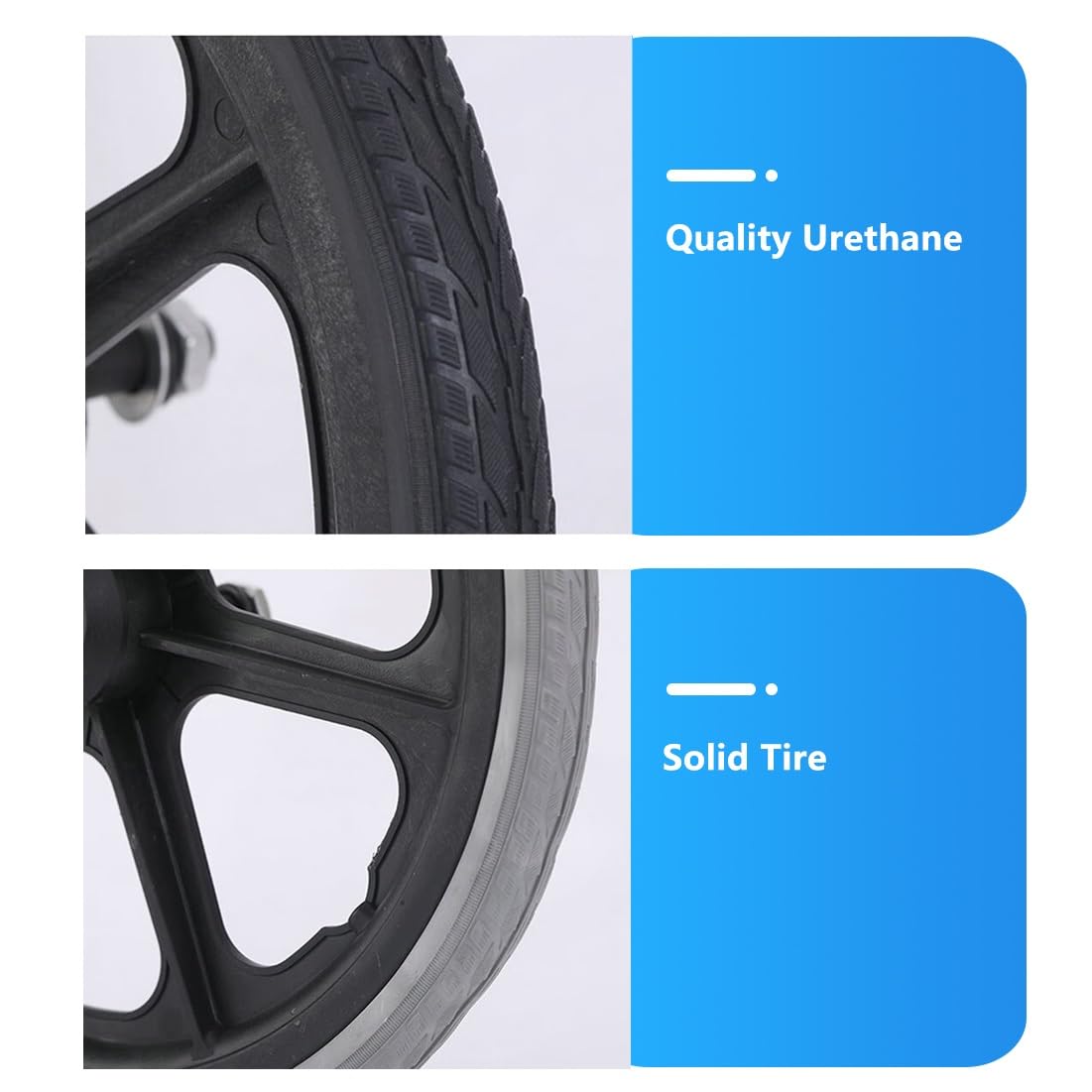 2 Szt 16 Cale Tylne Koło Wózka Inwalidzkiego, Akcesoria Zamienne 16x1.75, Solidna Oponami z Gumy Uretanowej z łożyskami 12 mm do Ręcznych Wózek Inwalidzki(Gray)