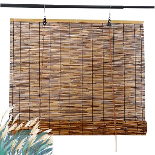 Genérico Persianas Enrollables De Caña Exterior Anti-UV, Estor Persiana Bambu Cortinas Enrollables Fácil De Instalar Cortina Regulable para Ventana Jardín(Retro,74' W x 96' H)