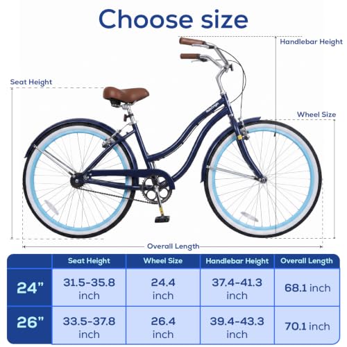 RideOrigin 26 Inch Cruiser Navy