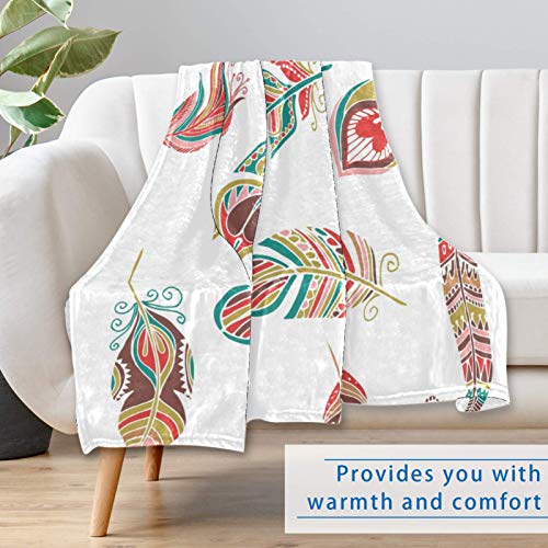 Couverture douce et chaude plumes style bohème pour lit, canapé et camping - 7