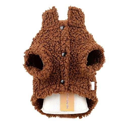SMALLLEE_LUCKY_STORE Haustier-Wildlederjacke Fleece gefüttert, Wintermantel mit D-Ring für kleine Hunde Katzen Welpen, Chihuahua Yorkie warme Kleidung für kaltes Wetter, Braun, S
