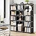 REIBII Book Shelf, 13 Cube Storage Organizer, DIY Tall Bookcase for Bedroom, Office, Living Room, 12