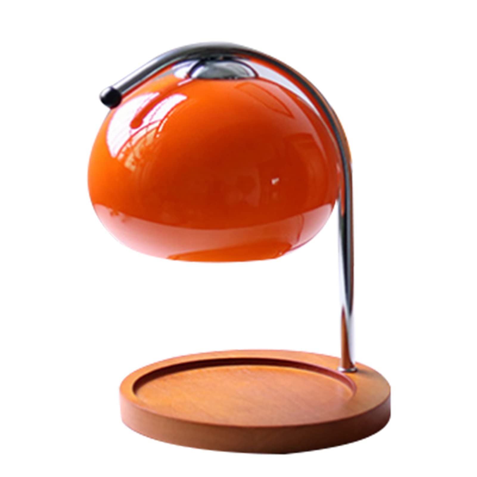 Aroma Wax Melting Lamp Retro Wood Storage Tray Glass Candle Warmer Desk Lamp Bedroom Bedside Ambient Table Lamp Home Decor US Plug(Orange Red)