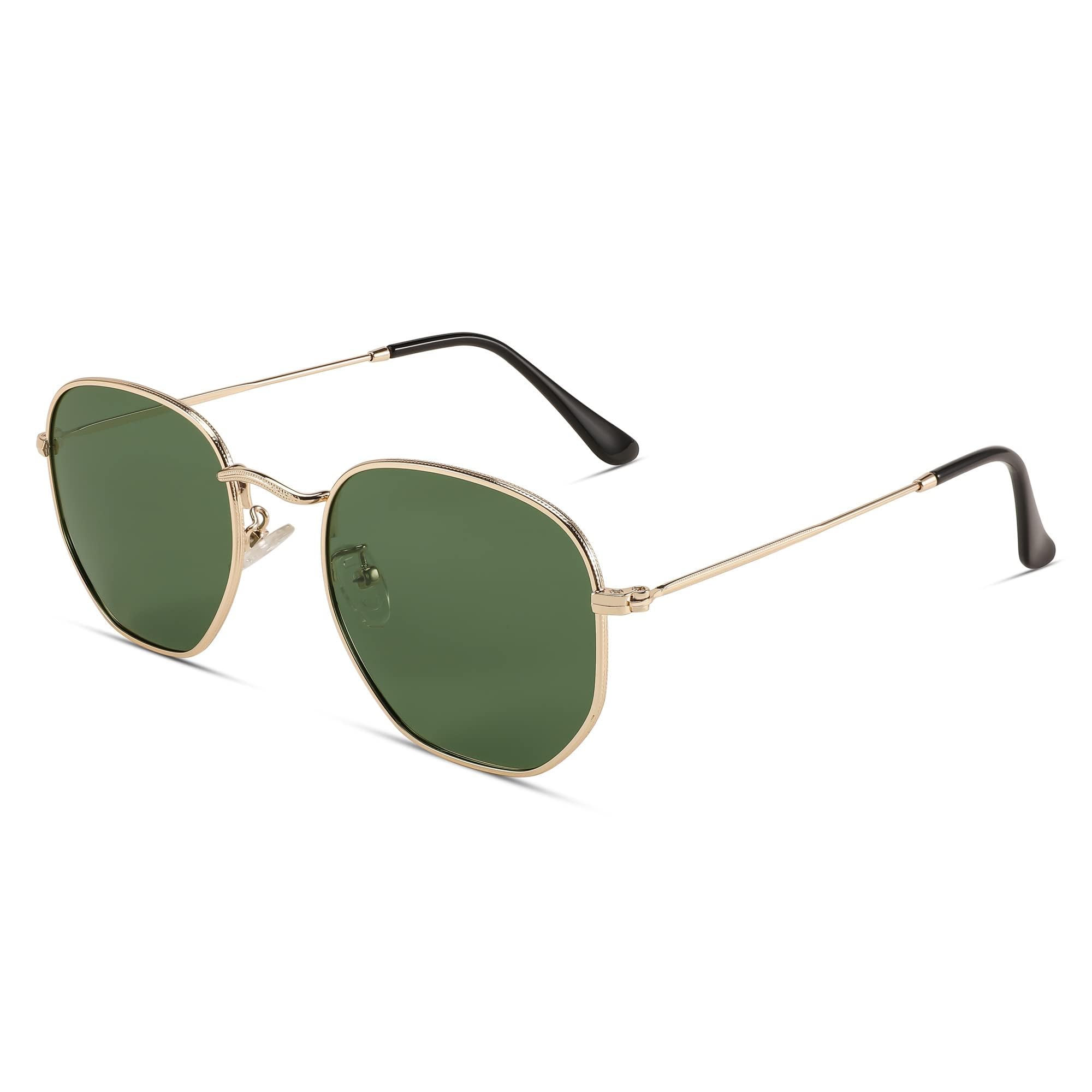 FEISEDY Gafas de Sol Polarizadas para Mujer Hombre Cuadradas Gafas Retro Poligonales Grandes Montura Metálica Protección UV400 B2397