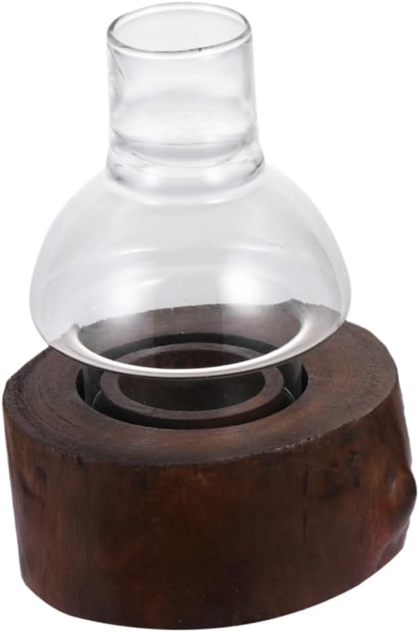 Hemobllo Vintage Wooden Tealight Candle Holder Table Decor Glass Cover Candlestick Country Style