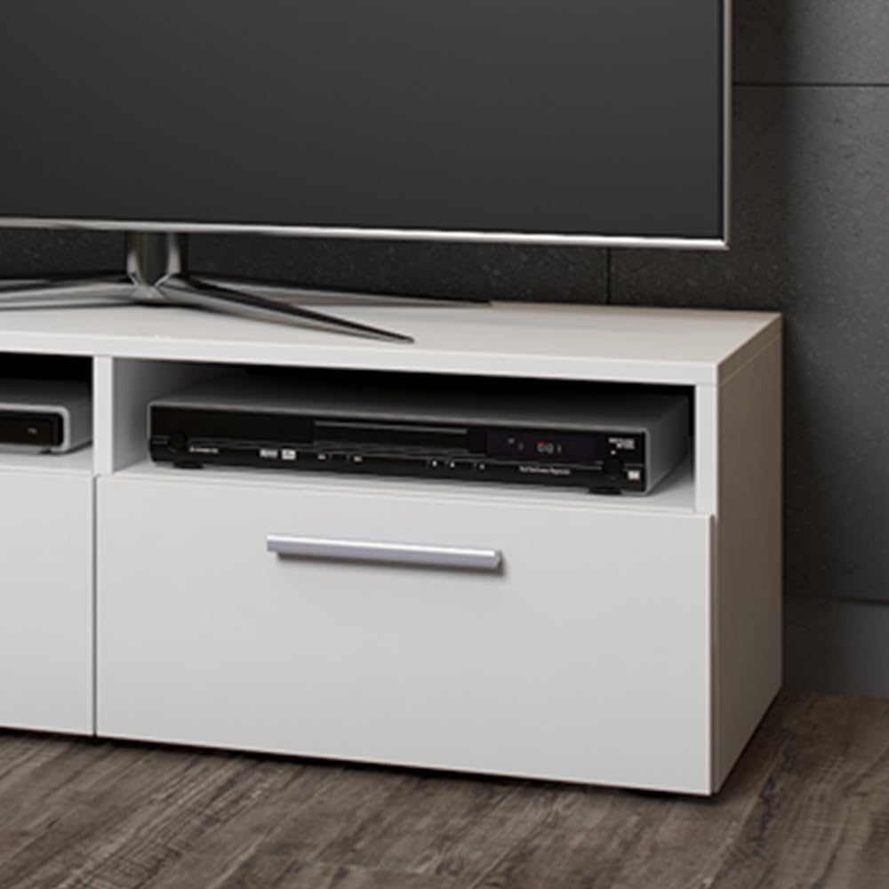Vicco Mueble bajo para TV Diego, Blanco, 95 x 38 cm | apto como soporte de TV con estantes abiertos