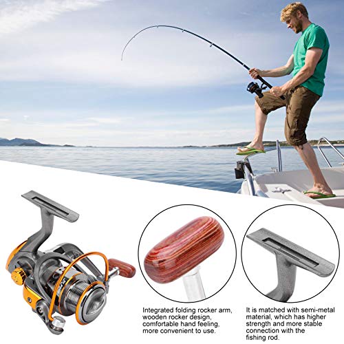 XINMYD Angelrolle, tragbare 13-Wellen-Metall-See-Angelrute Angelrolle Angelzubehör Silbergrau – Bild 3