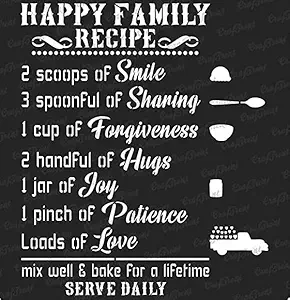 Family Quotes Stencils for Craft and Art - Happy Family Stencil - Size:12X12 Inches - Kitchen Quotes Stencil for Wall Painting - Home Quotes Stencils for Painting on Canvas