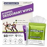 Zero Trace Travel Deodorant Wipes - 60 Count- 24 Hour Odor Control - Aluminum Free Hypoallergenic Mini Deodorant For Women and Men - Individually Wrapped Underarm & Body Wipes- Nature Bliss Trio