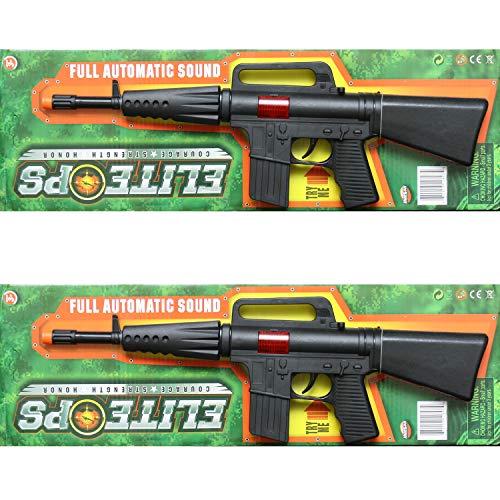 Hunson Army Rifle Gun Toy, Set Of 2, Pretend Play Toy, Sound & Sparking Action, Black, 16 Inches #TOP2