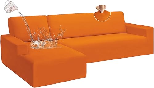 Fundas de sofá 100% impermeables para sofá seccional en forma de L, 2 piezas, fundas suaves y elásticas para muebles seccionales para mascotas,