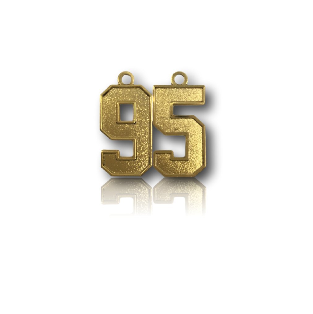 Number 95 Gold Plated Jersey Style Sports Necklace Charm Pendant (0.8