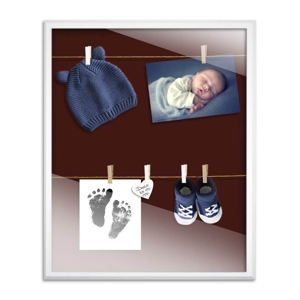 Bildershop-24 Marcos para Fotos, Fotos, Fotos, Calzado de bebé, Incluye 20 Pinzas y Cuerda 13 x 18 cm Varianto35 Blanco con paspartú Azul, MDM, Ziegelrot, 30 x 45 cm
