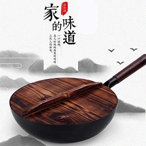 Tradicional-Chino-Wok-de-acero-al-carbono-para-estufas-electricas-de-induccion-y-de-gas-32cm-125-DIAMETRO-tapa-y-espatula-incluido
