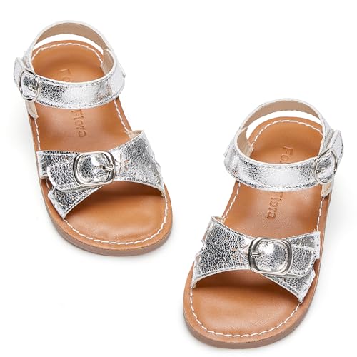 Image of Felix & Flora Toddler Girl Sandals - Flower Girl Dress Shoes Open Toe Little Kid Flats