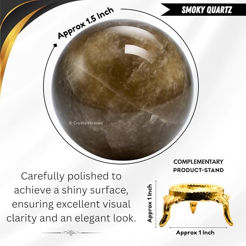 Image of Certified Smoky Quartz Crystal Ball for Meditation - Premium Crystal Vastu Items for Home and Feng Shui Items for Good Luck - Ideal for Pooja Supplies and Spiritual Practices (1.5 inch Inch)