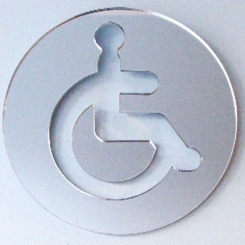 Super Cool Creations Round Disabled Toilet Sign Mirror - 20cm Diameter, Silver