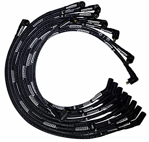 Image of Moroso 51575 Ultra Series Sleeved Black Spark Plug Wires, Ford 351C /390 /429 /460, 135 Degree Plug Ends, Non HEI Distributor