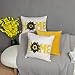 JWH Home Flower Throw Pillow Cover Decorative Aesthetic Sunflower Accent Pillow Case Rectangular Cushion Handmade Pillowcase for Couch Bed Bedroom 14x20 Inch Beige Yellow Grey