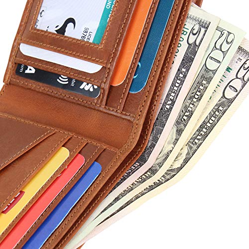 Minimalist Wallets for Men, Leather Wallets Men`s RFID Blocking, Real Leather Men`s Wallet with ID Window, Front Pocket Wallet, Slim Bifold Wallet, Bifold Purse, Credit Card Wallet (Tan)2