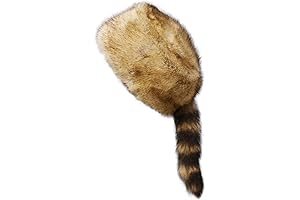 Faux Raccoon Tail Hat Novelty Winter Warm Fur Cossak Russian Style Skull Cap Brown