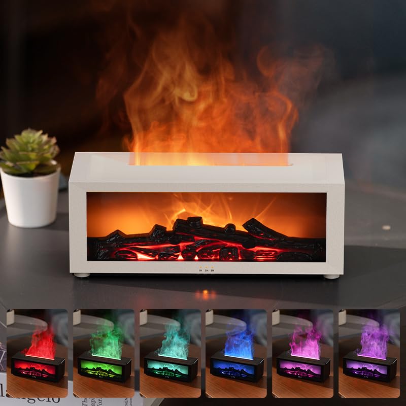 Essential Oil Diffuser, Fireplace Flame Oil Diffuser - Aromatherapy Aroma Humidifier, Upgrade 7 Colors Noiseless Remote Control - Perfect for Bedroom Home Office (150ml Fireplace Flame, Black) - Image 4