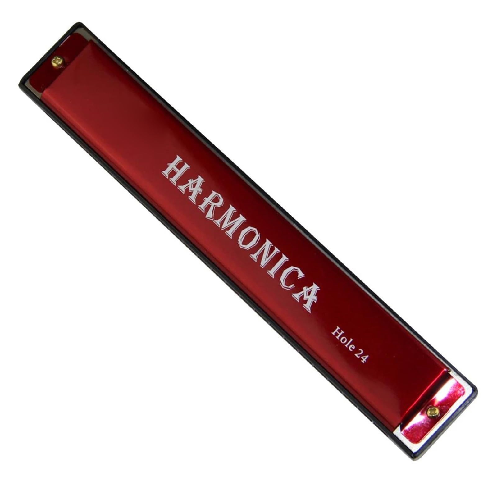 24 Loch Profi Mundharmonika C Tonart Metallkorpus Mit Etui Geeignet Für Anfänger(Red)