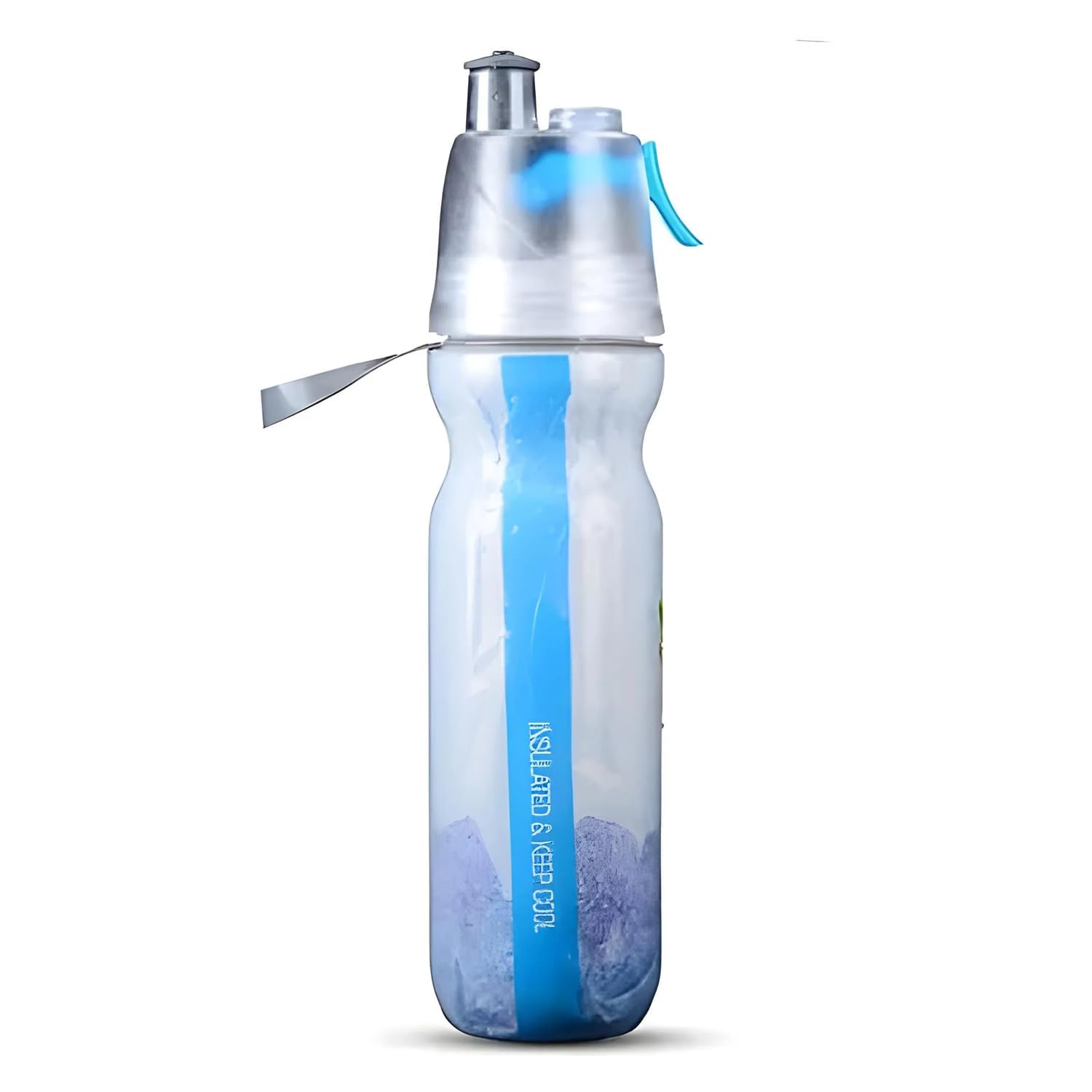 Greneric Blue Portable Sports Misting Water Cup, Reusable Squeeze Spray Bottle Mist Lock Design Double Wall Insulated Leak-Proof Travel Hiking Cycling Camping Gym 500Ml (Blue)