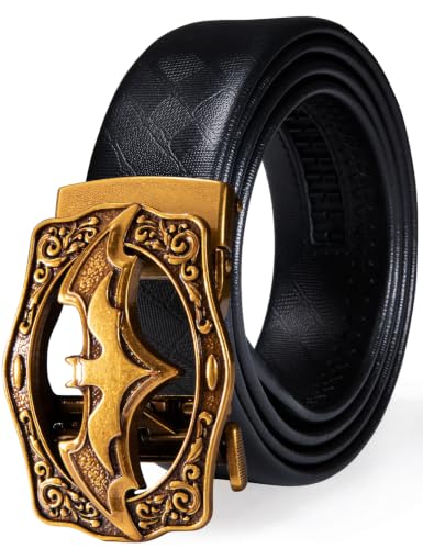 Image of Barry.Wang Designer Mens Belts Leather Ratchet 1 3 /8 inch Adjustable Sliding Buckle Dress Belt Automatic Strap Golf Business