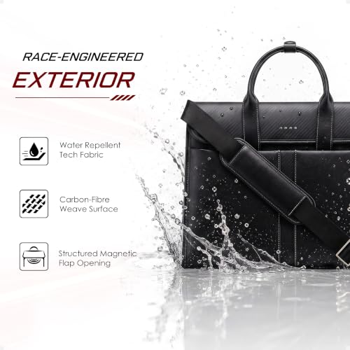 Image of RARE RABBIT Gallardo 12L Water Repellent Black Messenger Bag - Executive Briefcase with 15 inch Laptop Compartment & Free Size