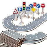 Vemkel Holz Puzzle Fahrbahn für Autos Additions, Spiele ab 3 Jahren, Holz Puzzle ab 3 Jahre, Jigsaw Puzzle, Lernspiele ab 3 Jahre, Vorschule Spiele — 41 St