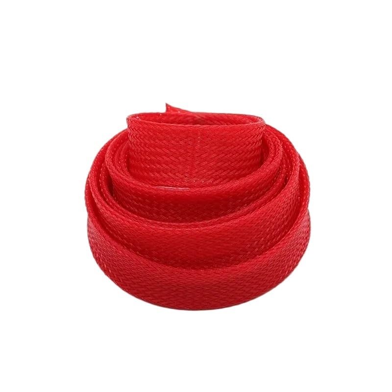 Tubo de telar de alambre de alta densidad expandible, manga de Cable trenzado PET rojo de 1-50M, 2-60mm(14mm,50 Meters)