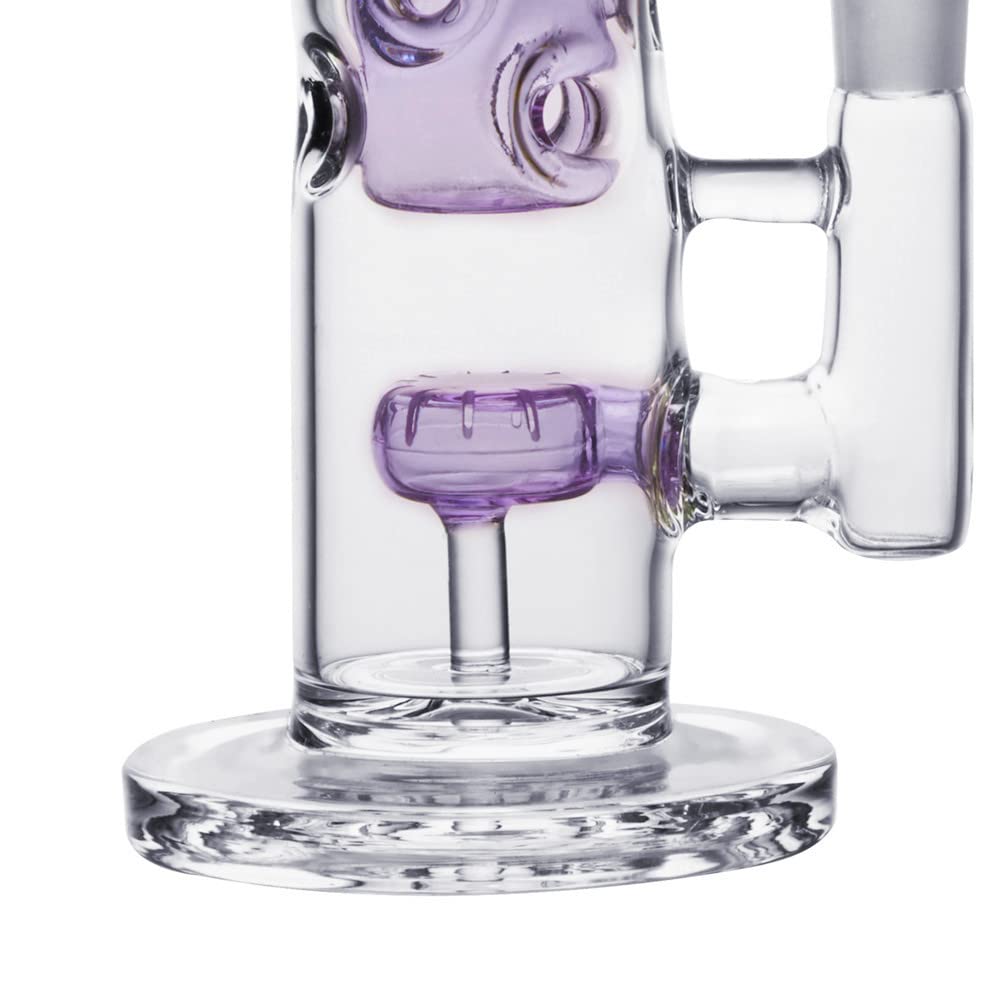 Bong en verre en nid d'abeille fait à la main avec pipe à eau en cire Perc Wax 14,4 mm avec bouchon en quartz (violet)