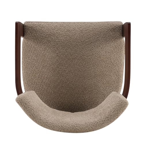 Christopher Knight Home Kirk Mid-Century Modern Accent Chair, Boucle Upholstered Club Chair with Rubber Wood Open-Frame, Comfy Reading Chair for Living Room Bedroom, Light Brown + Walnut by Christopher Knight Home - Used condition - Image 9