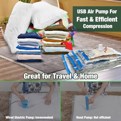 Image of HIBAG Vacuum Storage Bags with Electric Pump, 30 Pack Vacuum Seal Space Saver Bag for Clothes, Clothing, Pillows, Blanket Bedding Comforters