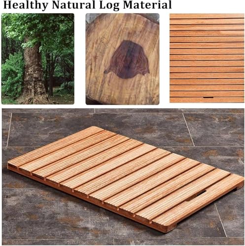 Alfombrilla de ducha de madera antideslizante para uso en bañera, piscina, impermeable, elevada de madera maciza