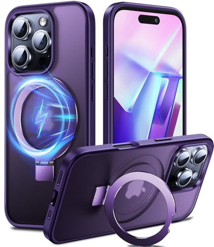 Chicfun Custodia magnetica 3 in 1 per iPhone 16 Pro Max, compatibile con MagSafe, protezione antiurto militare per iPhone 16 Pro Max, custodia con cavalletto, viola