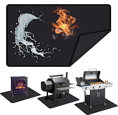 SIRUITON Hitzebeständige Feuerstellenmatte Feuerschale Unterlage Feuerschale Matte 190 * 91cm Bodenschutz Aluminiumfolie Feuerstelle Pad für Holzverbrennung Holzkohlegrill Gras Rasen im Freien