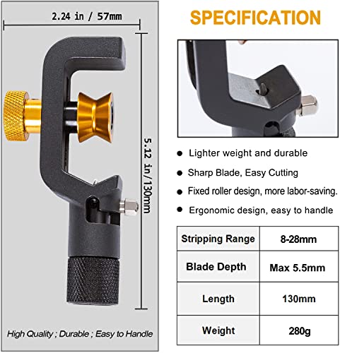 Image of 8-28.6MM Cable Stripper - FTTH Armored Fiber Cable Stripping Knife, Radial Cutter, Slitter Tools for Stripping Fiber Optic Cable Jackets
